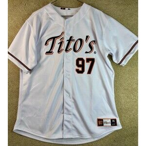 Tito’s Vodka 97 Baseball Jersey  Size Adult XL Excellent White